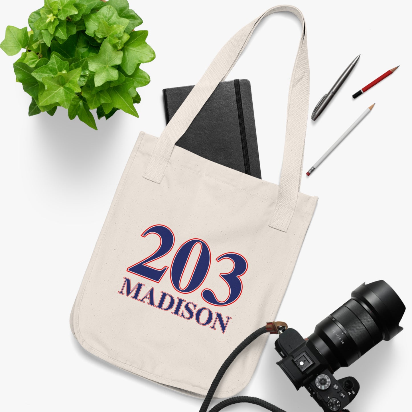 203 Madison Red White & Blue Organic Canvas Tote Bag