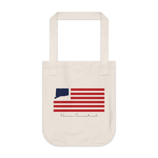Darien Connecticut Flag Organic Canvas Tote Bag