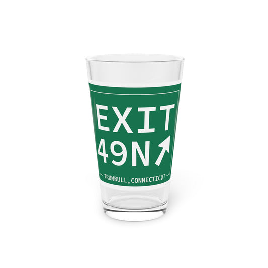 Vintage Exit 49N  Merritt Parkway Sign Pint Glass, 16oz