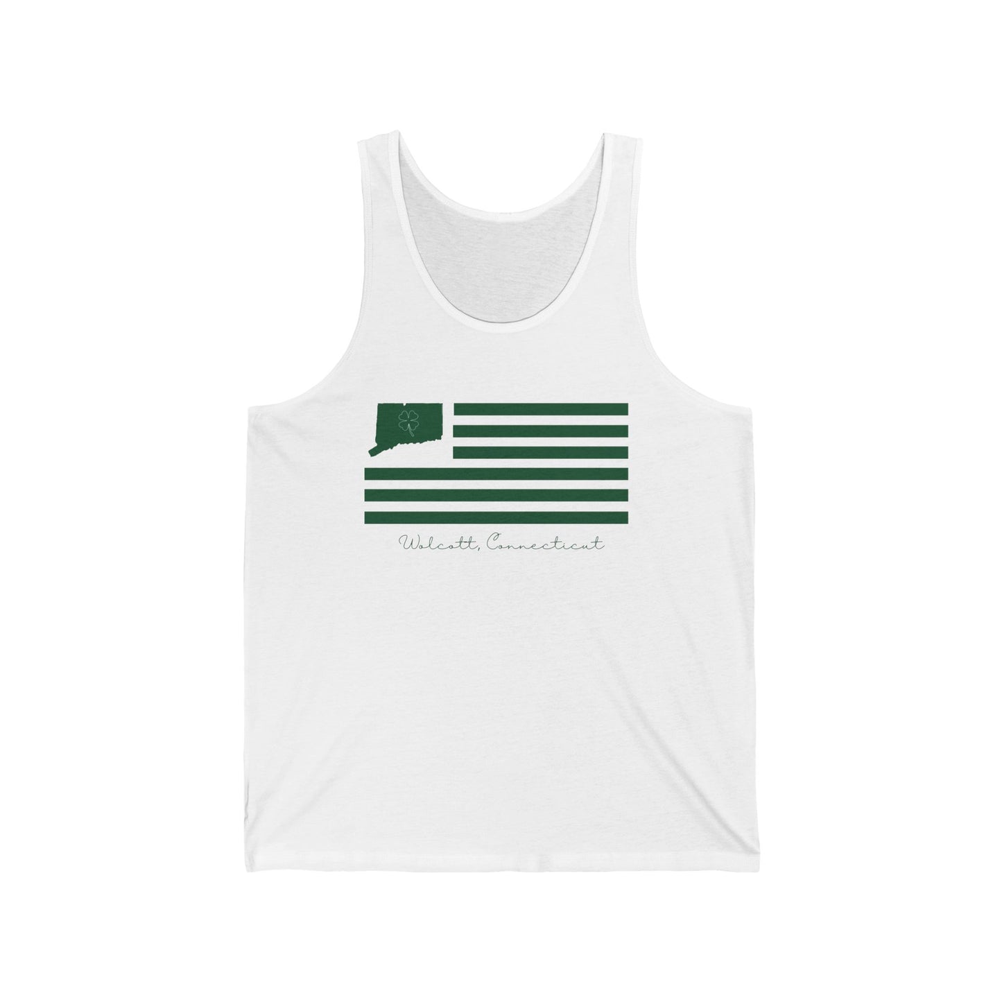 Wolcott Connecticut St. Patrick’s Day Flag Unisex Jersey Tank Top