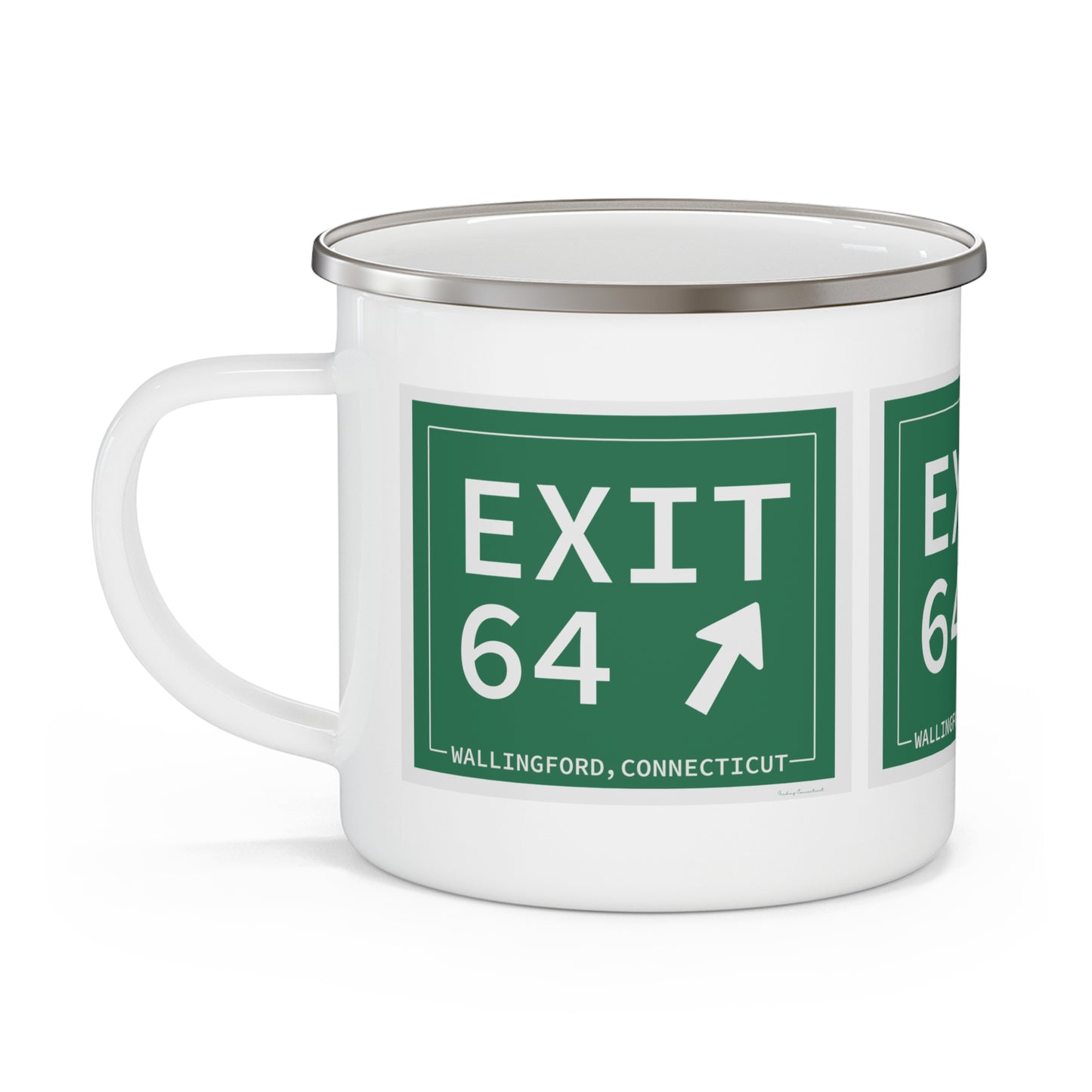 Vintage Exit 64 WCP Sign Enamel Camping Mug