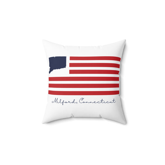 Milford Connecticut Flag Spun Polyester Square Pillow