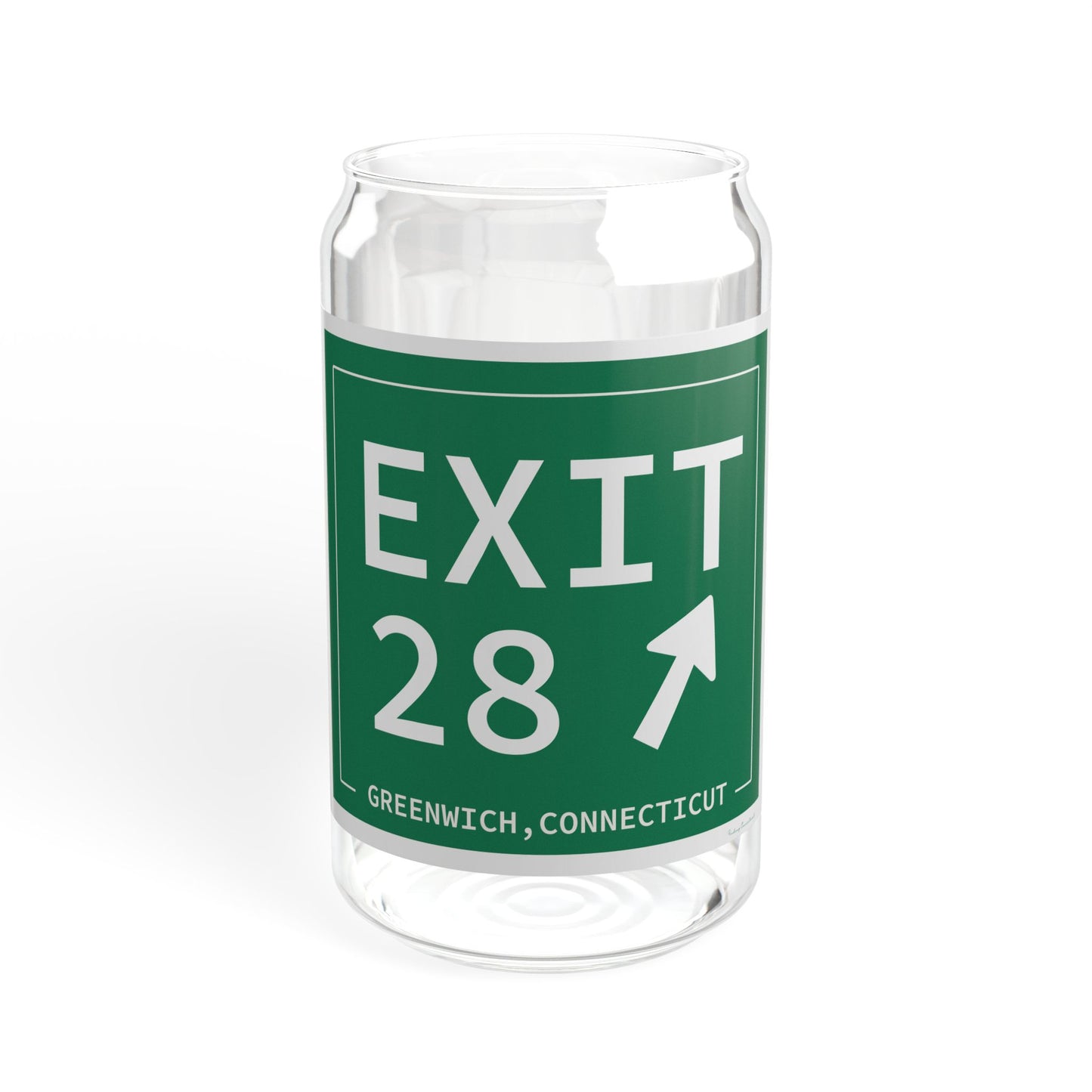 Vintage Exit 28 Merritt Parkway Sign Sipper Glass, 16oz