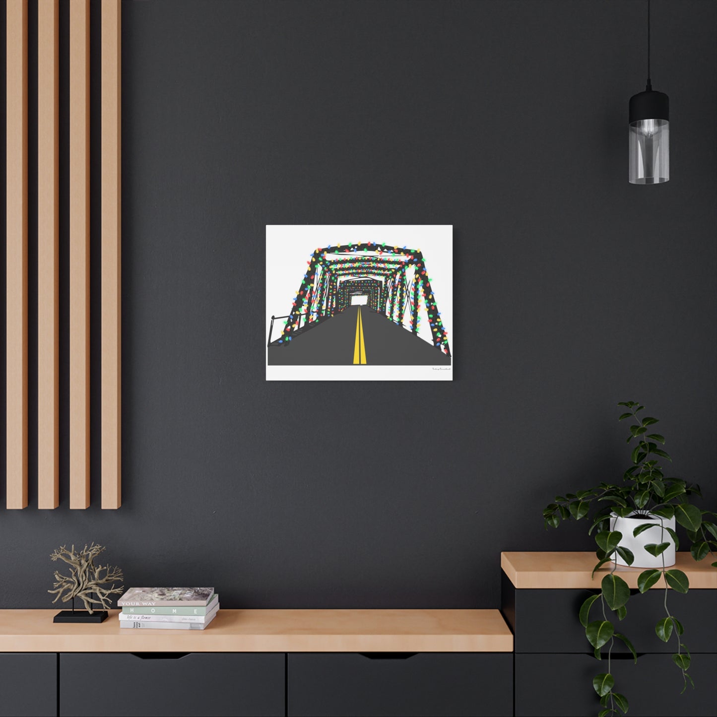 Saugatuck Bridge Lights Matte Canvas, Stretched, 1.25"