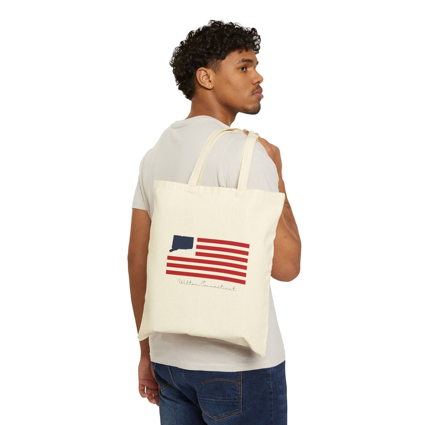 Wilton Connecticut Flag Cotton Canvas Tote Bag