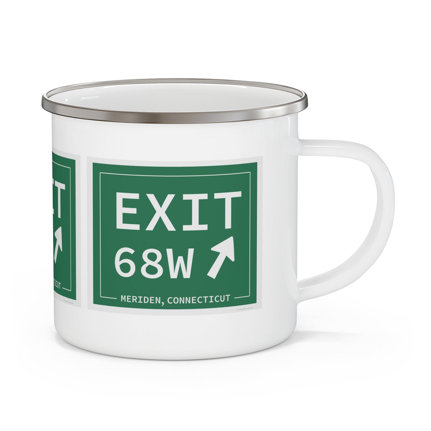 Vintage Exit 68W WCP Sign Enamel Camping Mug