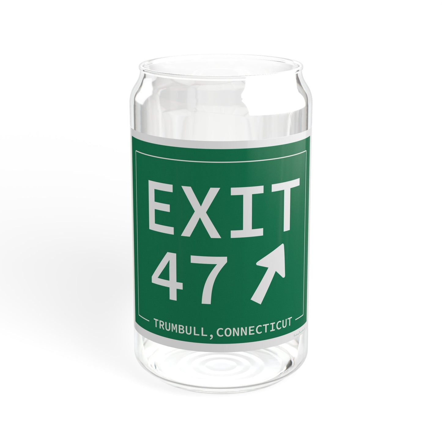 Vintage Exit 47 Merritt Parkway Sign Sipper Glass, 16oz