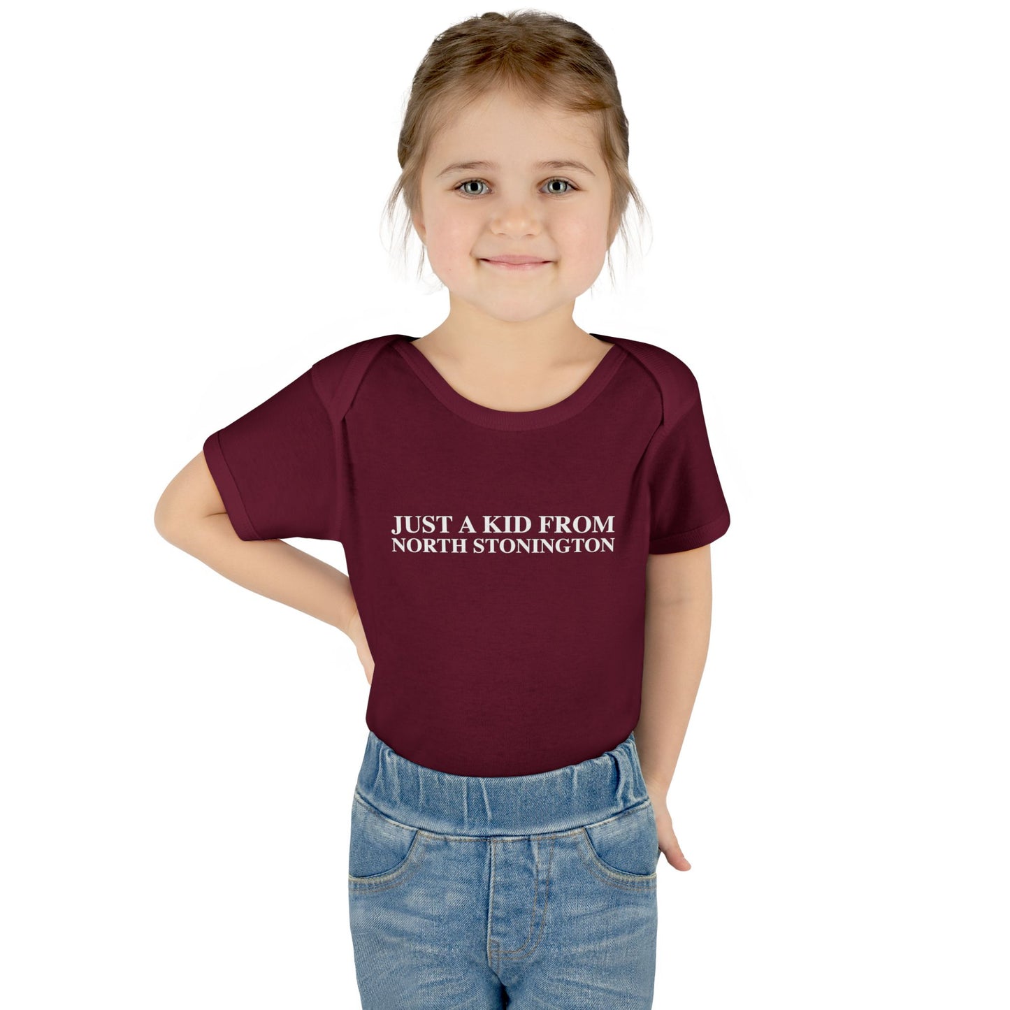 Just a kid from North Stonington Infant Baby Rib Bodysuit