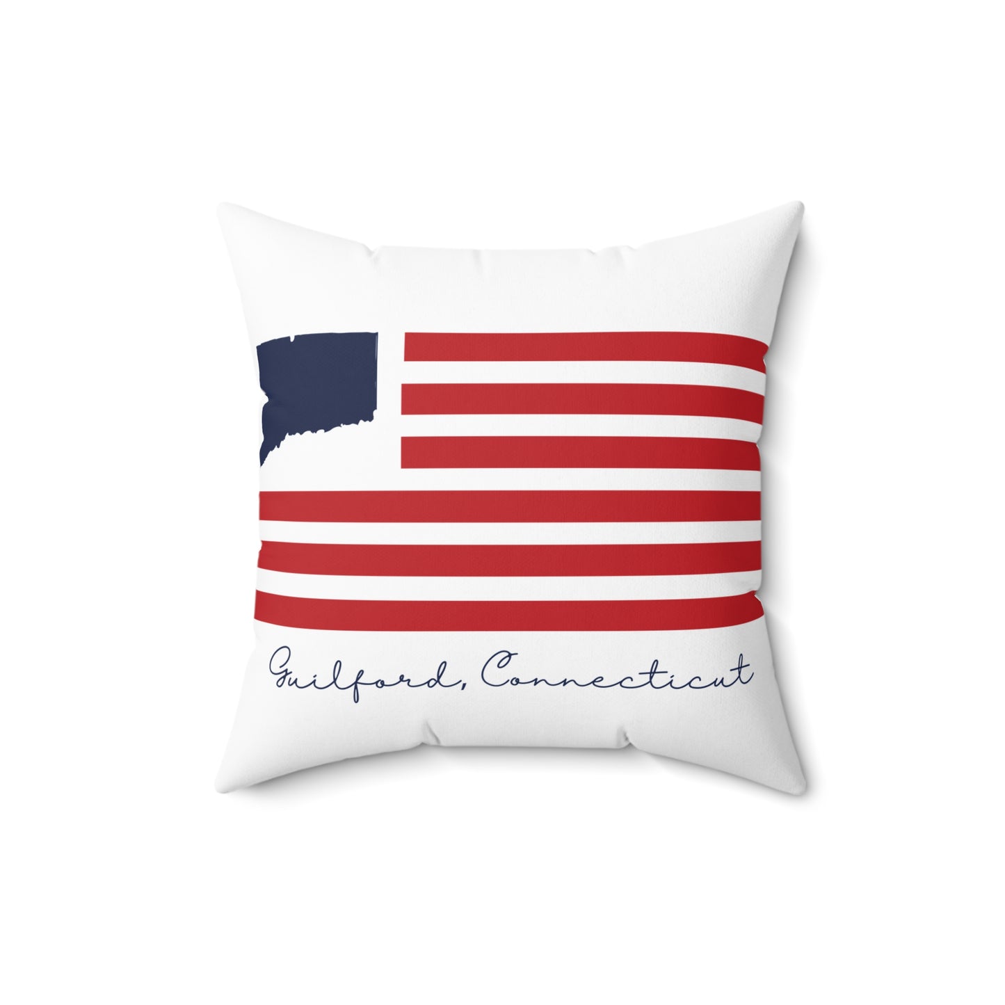 Guilford Connecticut Flag Spun Polyester Square Pillow