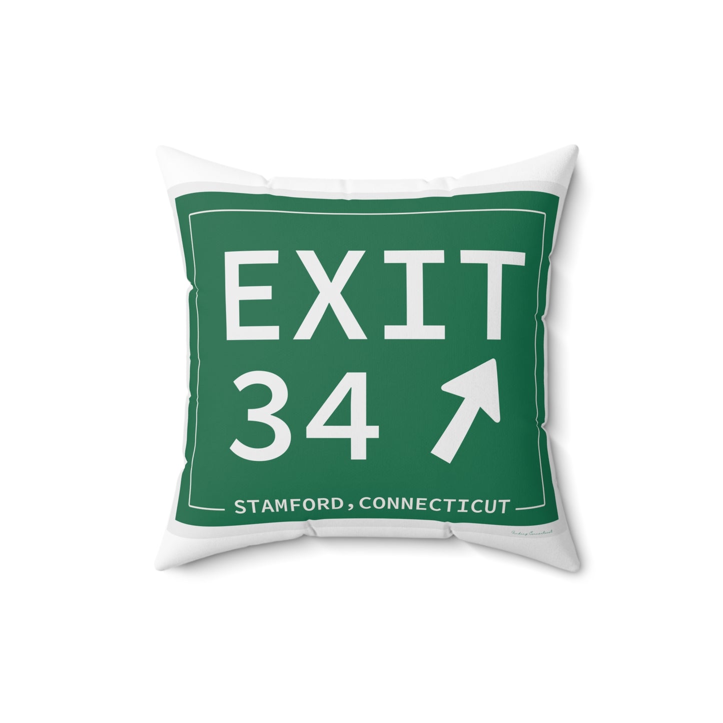 Vintage Exit 34 Merritt Parkway Sign Spun Polyester Square Pillow