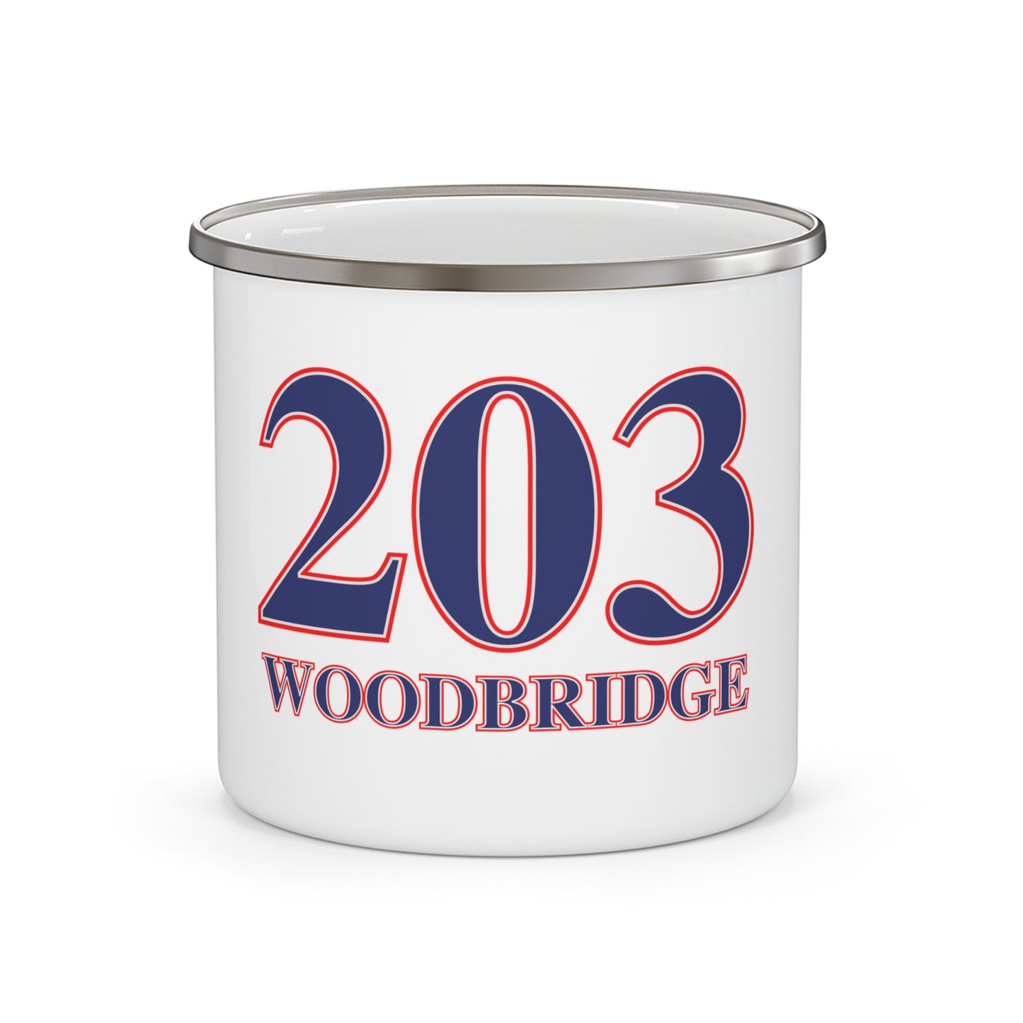 203 Woodbridge Red White & Blue Enamel Camping Mug