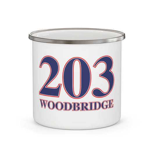 203 Woodbridge Red White & Blue Enamel Camping Mug