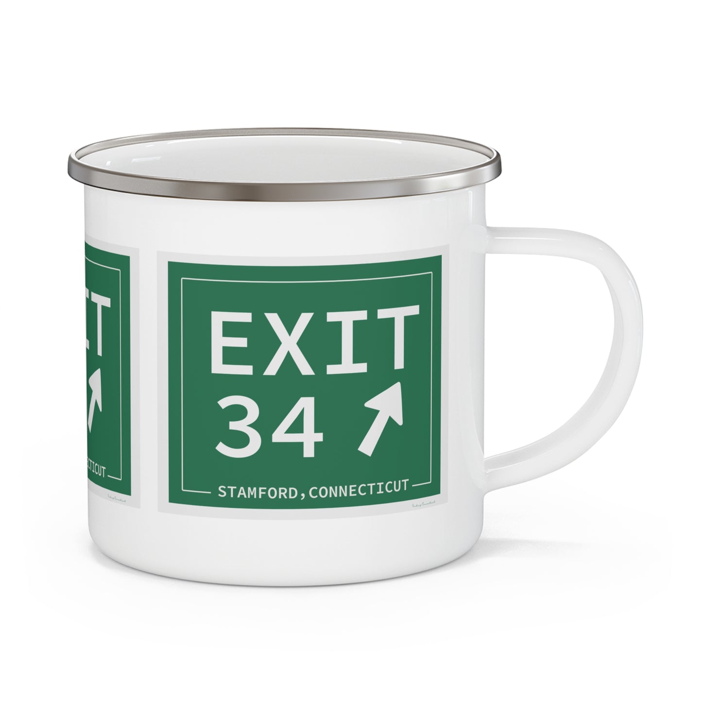 Vintage Exit 34 Merritt Parkway Sign Enamel Camping Mug