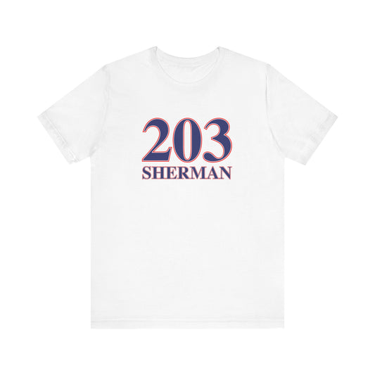 203 Sherman Red White & Blue Unisex Jersey Short Sleeve T-Shirt
