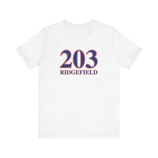 203 Ridgefield Red White & Blue Unisex Jersey Short Sleeve T-Shirt