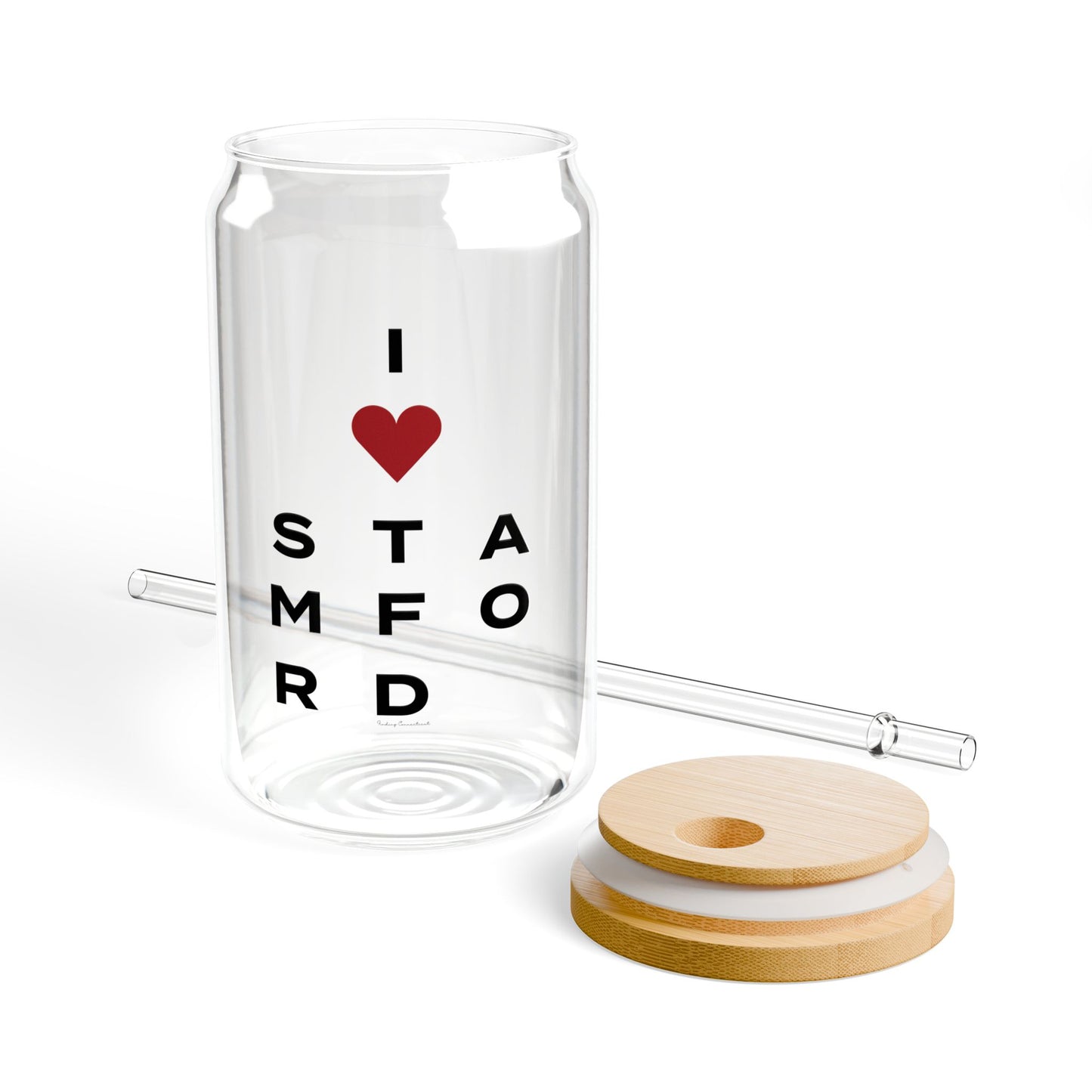 Stamford Vision Glass Can with Straw and Lid, 16oz