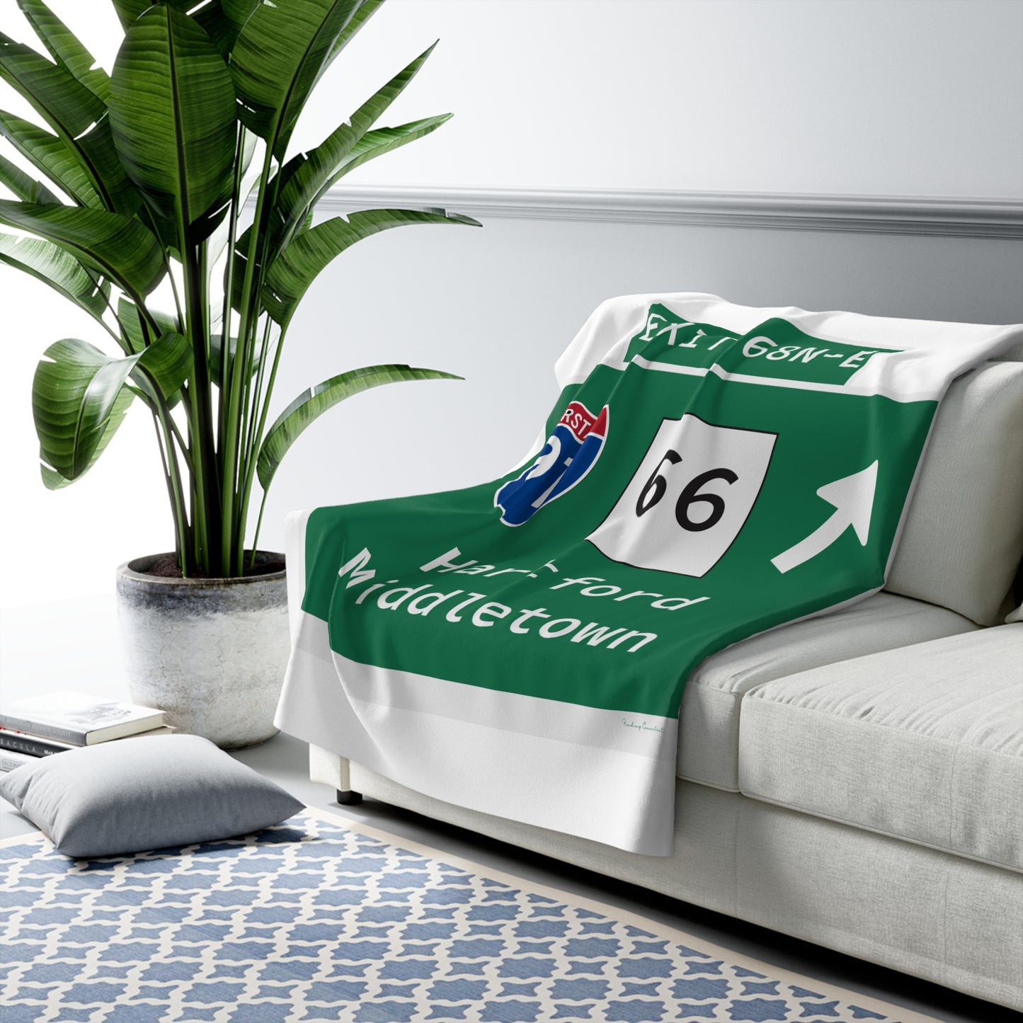 Vintage WCP Exit 68-NE Sign Sherpa Fleece Blanket