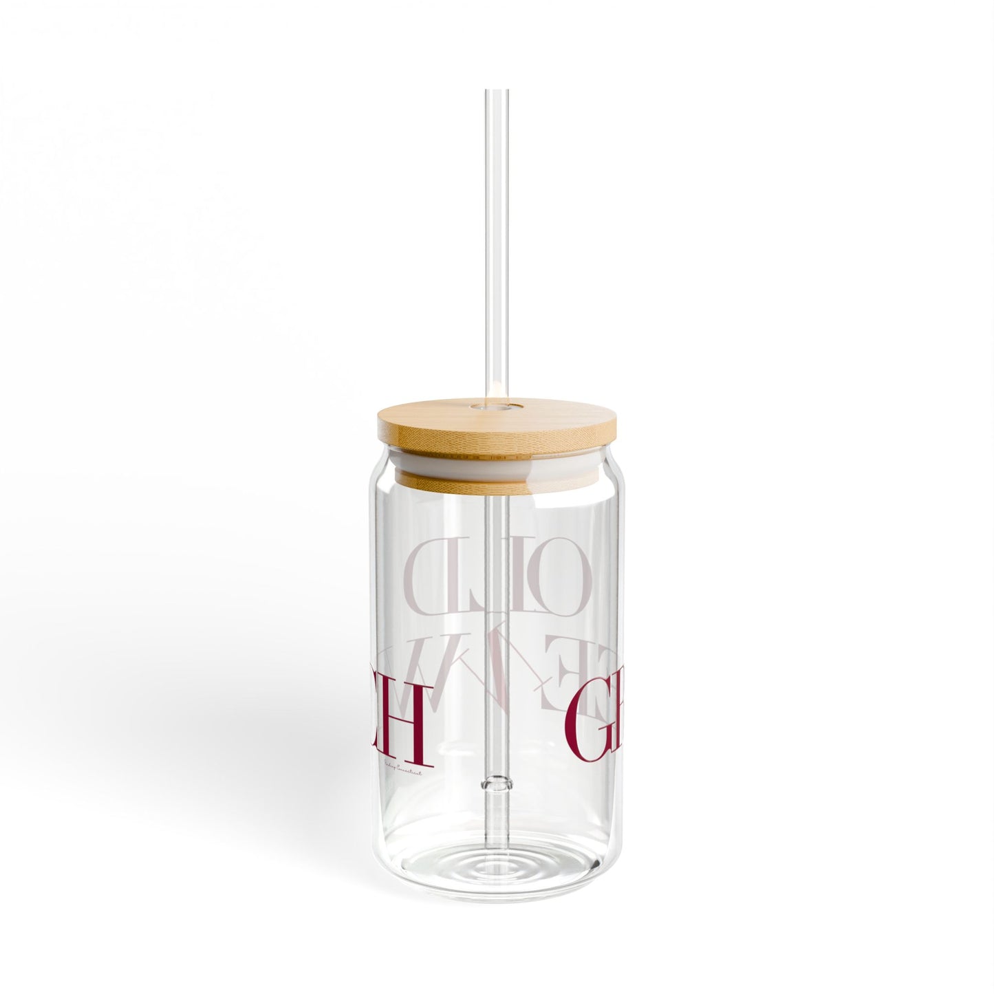 41 Tilt Old Greenwich Glass Can with Straw and Lid, 16oz
