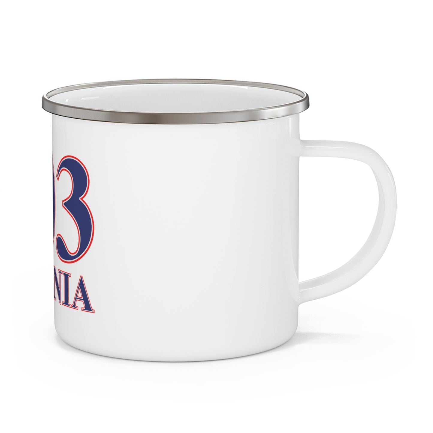 203 Ansonia Red White & BlueEnamel Camping Mug