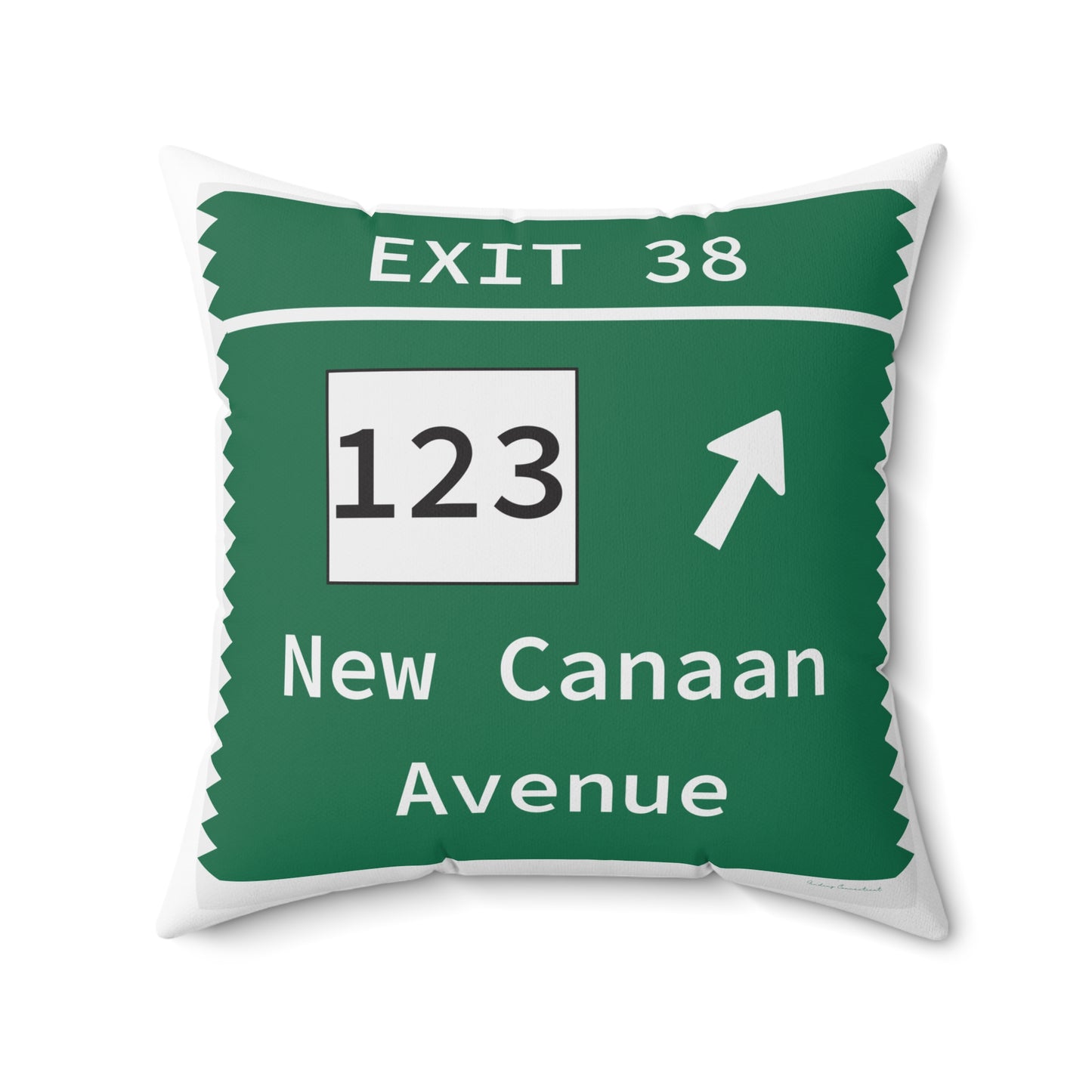 Vintage Merritt Parkway Exit 38 Sign Spun Polyester Square Pillow