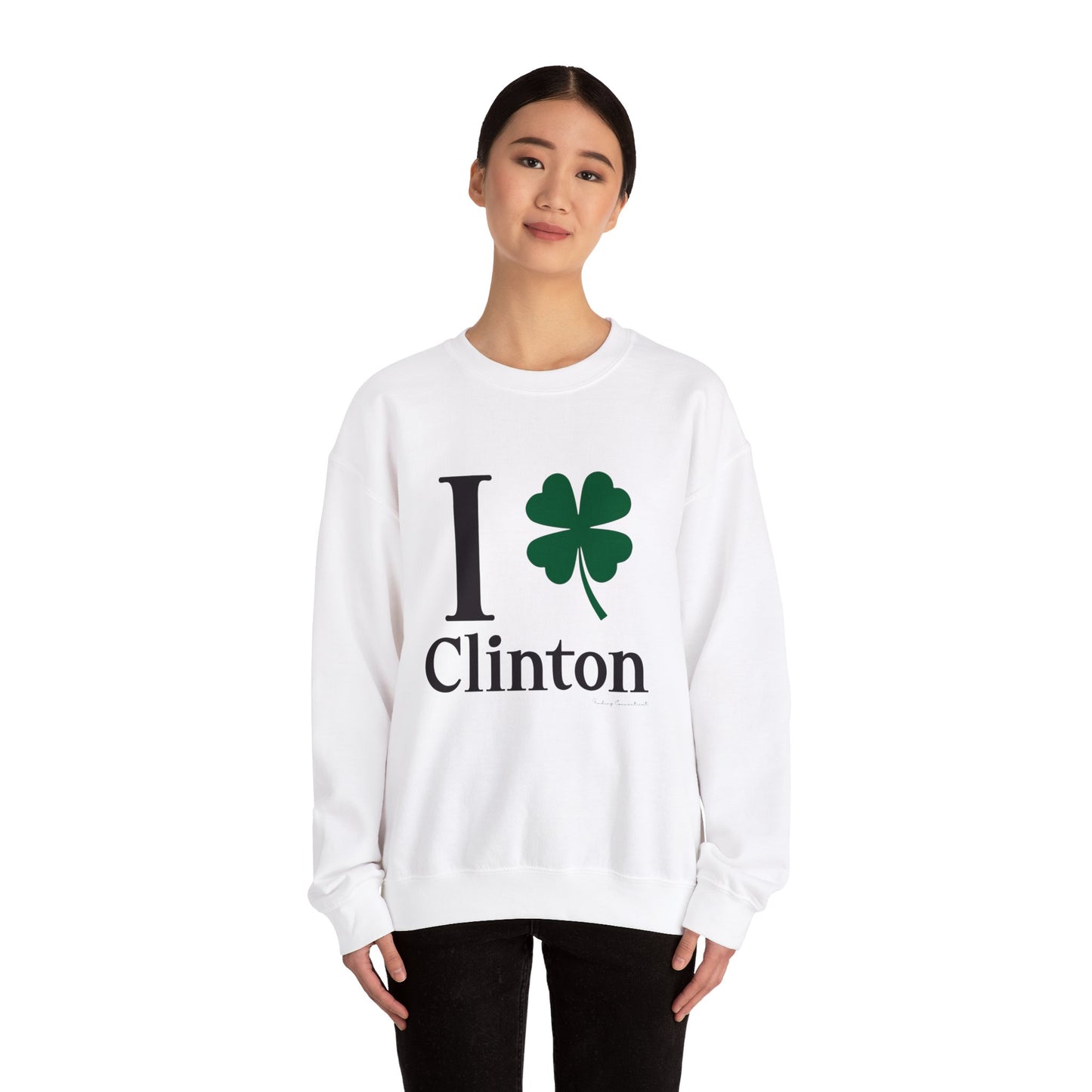 I Clover Clinton // Clinton Connecticut st. Patricks day unisex sweatshirt // finding connecticut