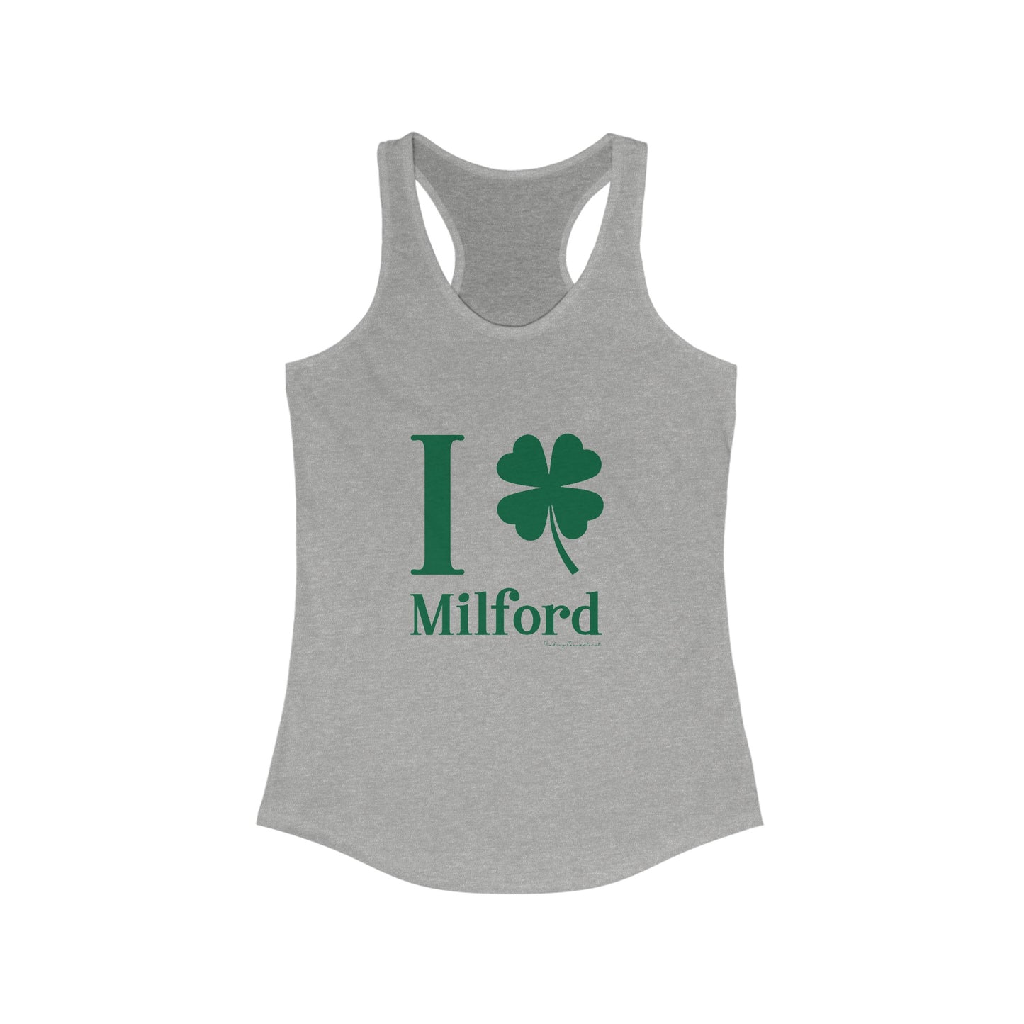I Clover Milford // Milford Connecticut St Patrick's Day woman's tank top shirt // finding connecticut