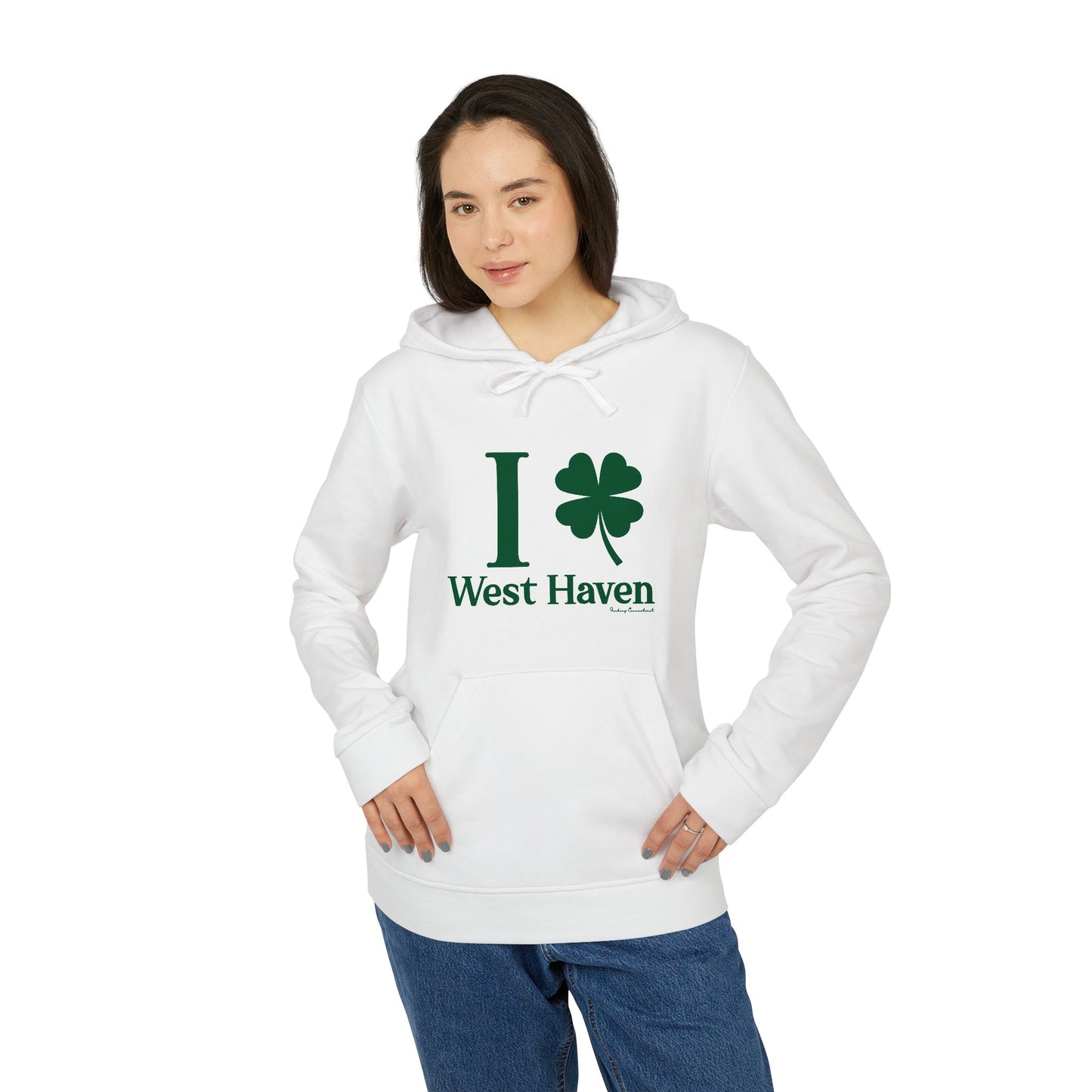 I Clover West Haven // west haven Connecticut St. Patrickts day Adidas hoodie sweatshirt // finding connecticut