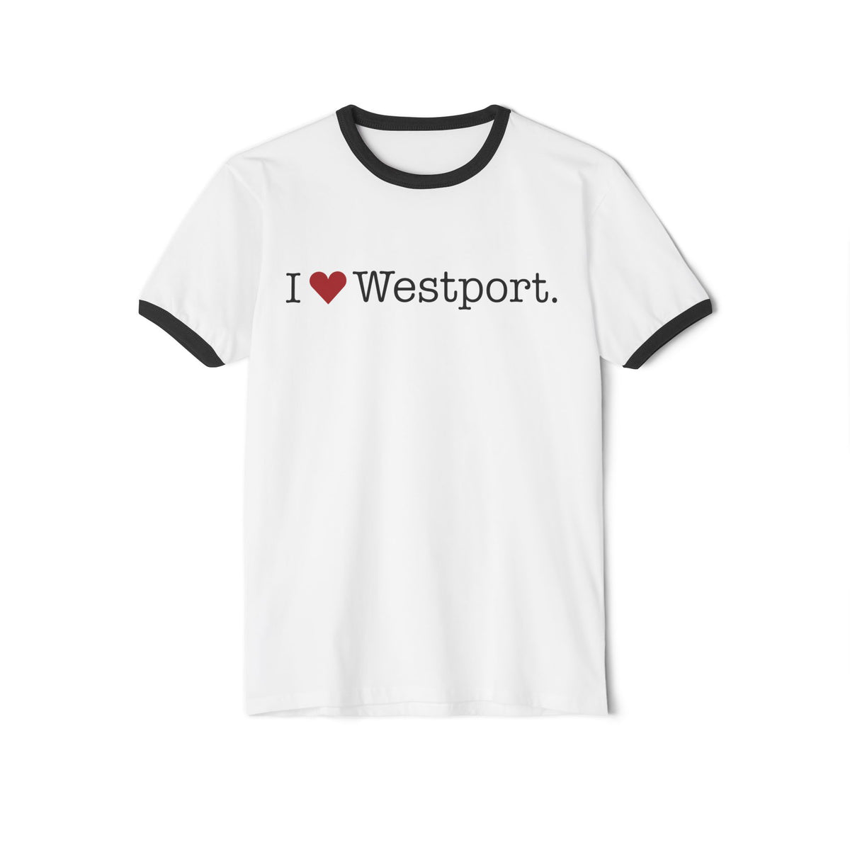 I heart Westport ringer t shirt // westport, connecticut t shirts, gifts and merch // finding connecticut merch