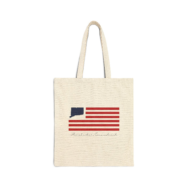 Manchester Connecticut Flag tote bag // Manchester Connecticut gifts and merch // finding connecticut