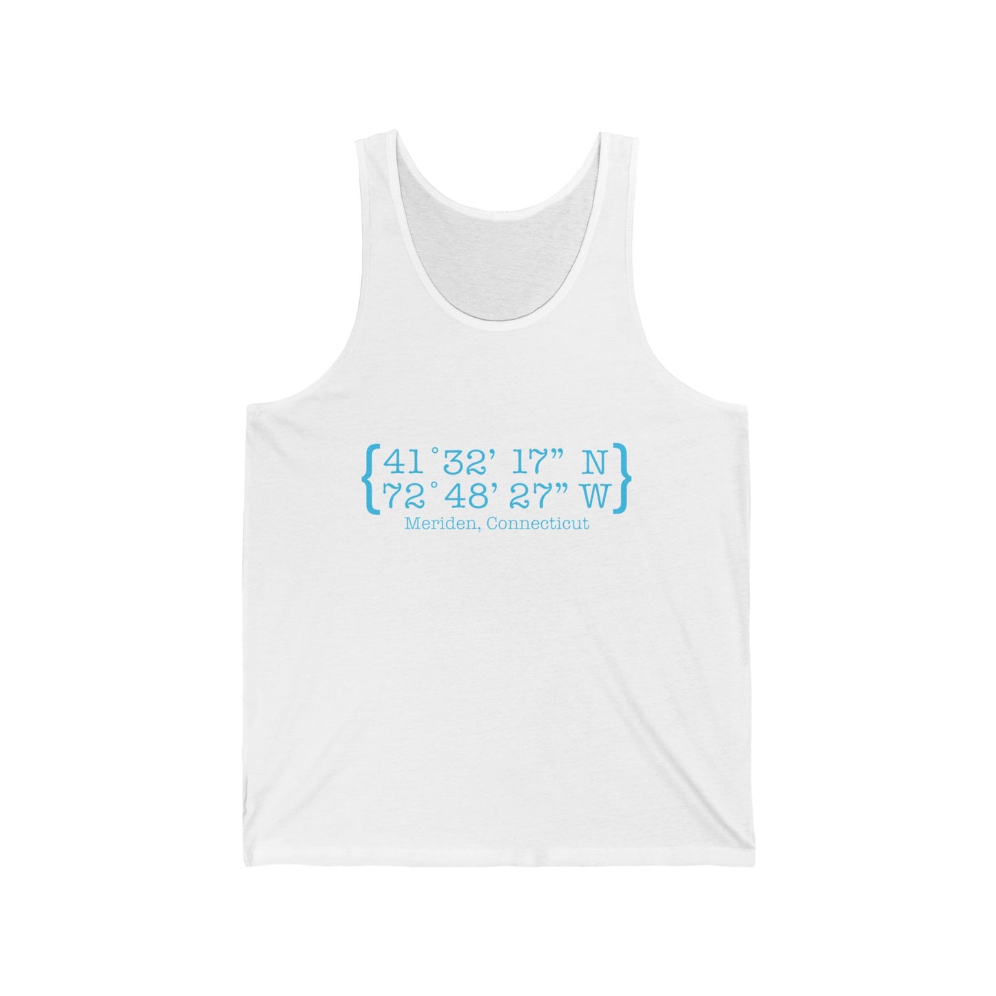 Meriden Coordinates // Meriden CT unisex tank top shirts // finding connecticut
