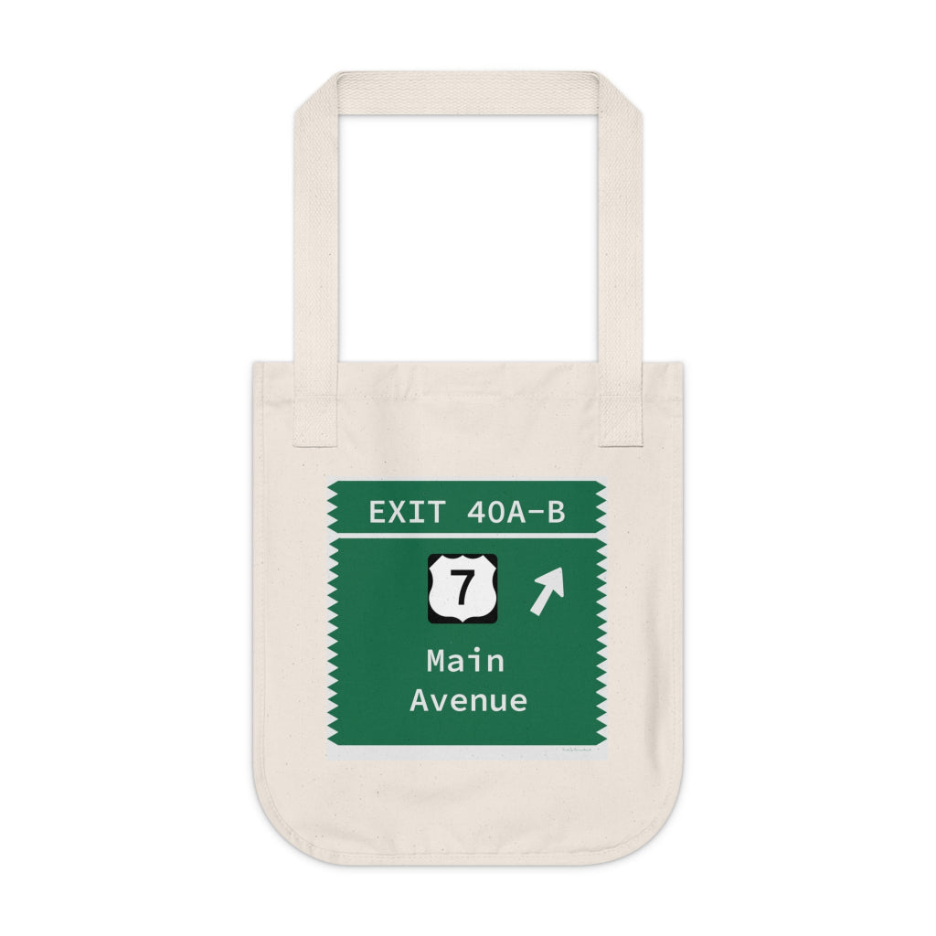 Merritt Parkway Exit 40A-B tote bag - Merritt parkway and norwalk Connecticut gifts and merch by Finding Connecticut