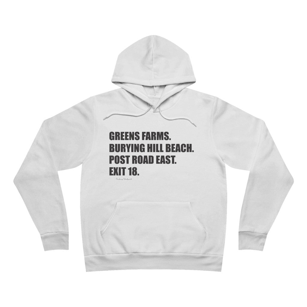 Greens Farms. Burying Hill Beach. Post Road East. Exit 18. Unisex Sponge Fleece Pullover Hoodie How do you say Westport without saying Westport? Westport, Connecticut is filled with unique aspects. Each providing different elements that make up the town from historic to modern traditions. Proceeds of this collection goes to help build Finding Westport and Finding Connecticut's brands.
