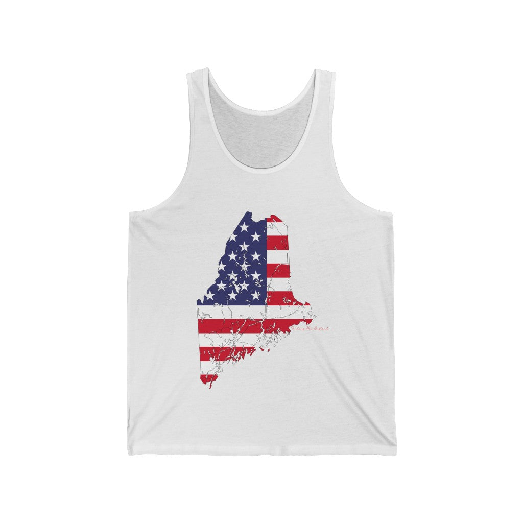Maine American Flag collection has tee shirts, mugs, reusable bags, and other apparel and gifts. All proceeds goes to help build the Finding Maine brand and get our website up and going. Free shipping on all products.