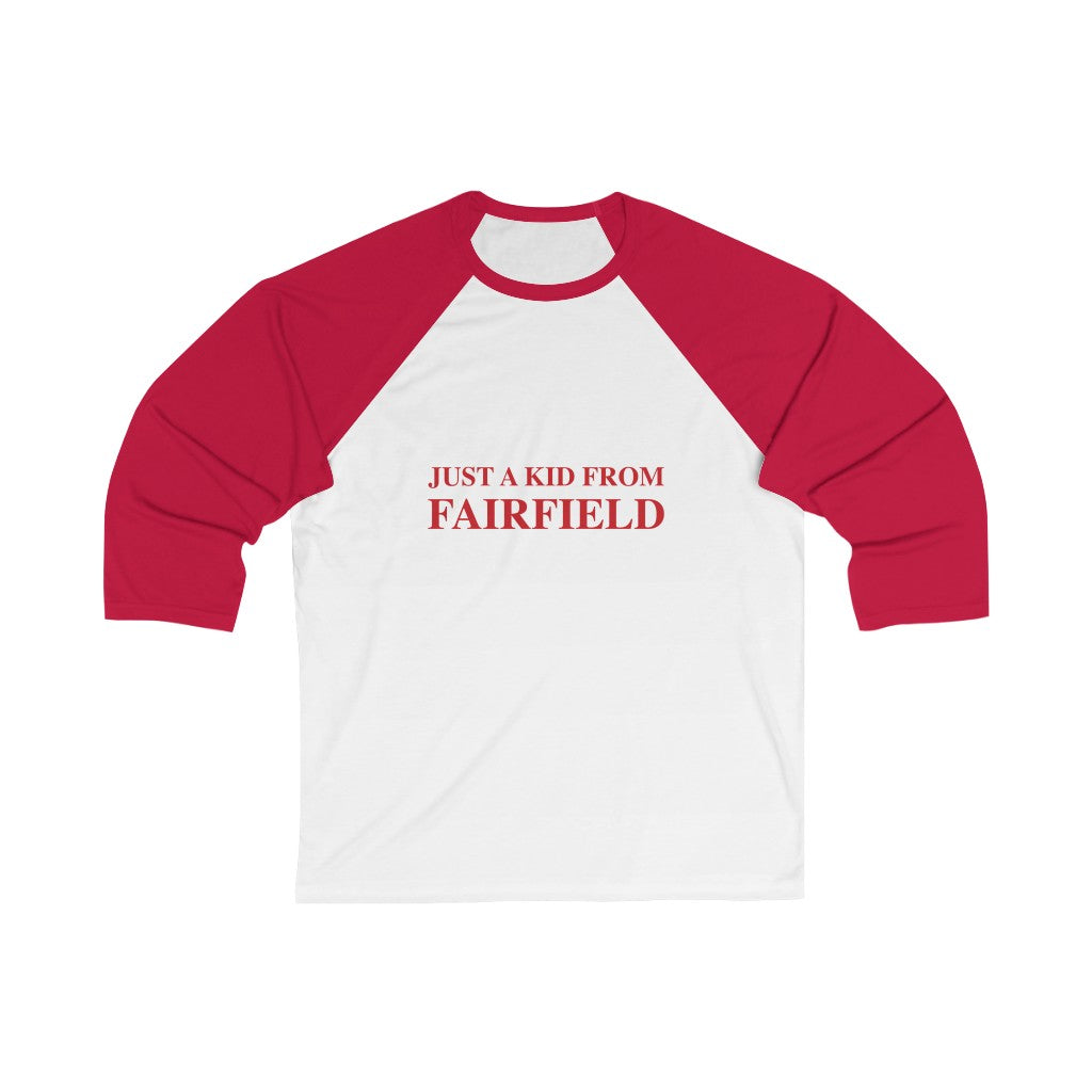 just a kid from fairfield baseball tee