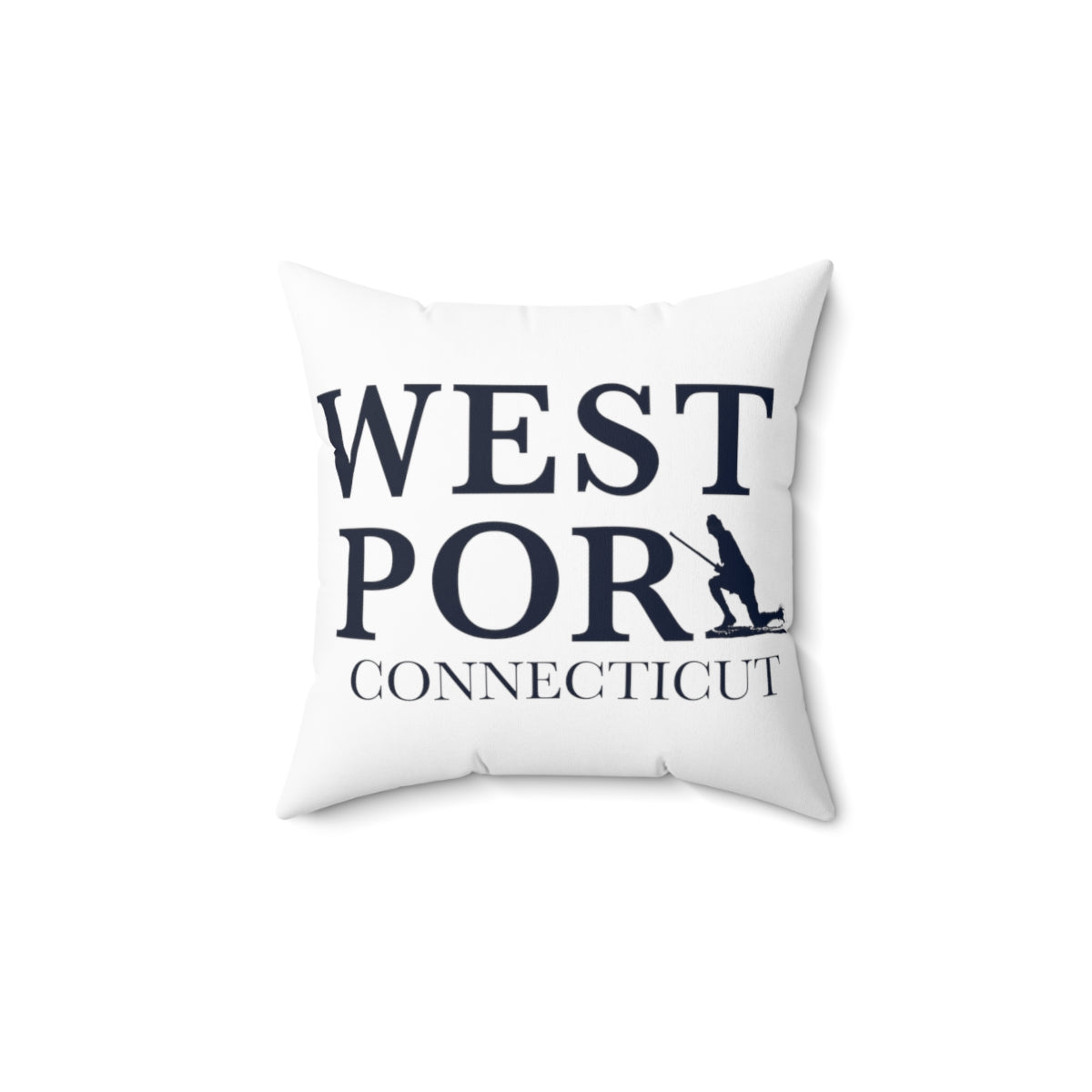 Westport Connecticut  Spun Polyester Square Pillow   Proceeds of this collection go to help build Finding Westport and Finding Connecticut’s website and brand. • Free USA shipping   Click here to go to our home page