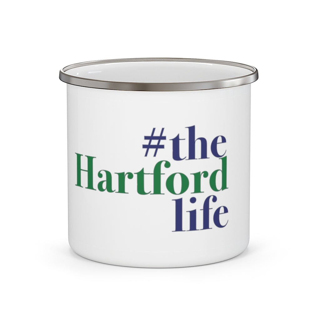 #thehartfordlife Enamel Camping Mug  Proceeds help grow Finding Connecticut's website and brand.   Click here to go back to our home page.