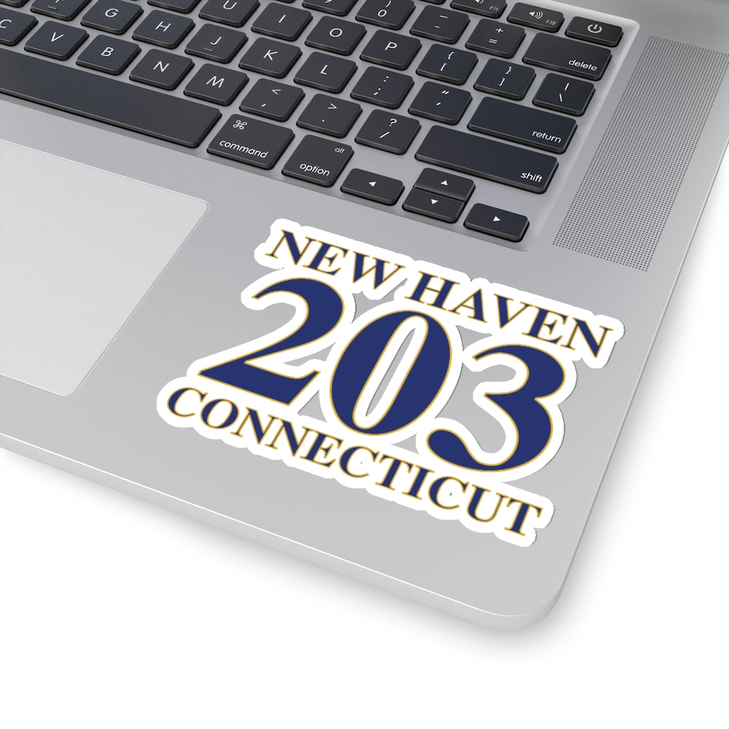 New Haven 203 Connecticut Kiss-Cut Stickers New Haven 203 Collection. Inspired by the Connecticut flag and the 203! Show off for your pride for Connecticut and Hartford! Proceeds of this collection go to help build Finding Connecticut’s website and brand. • Free USA shipping Click here to go to our home page