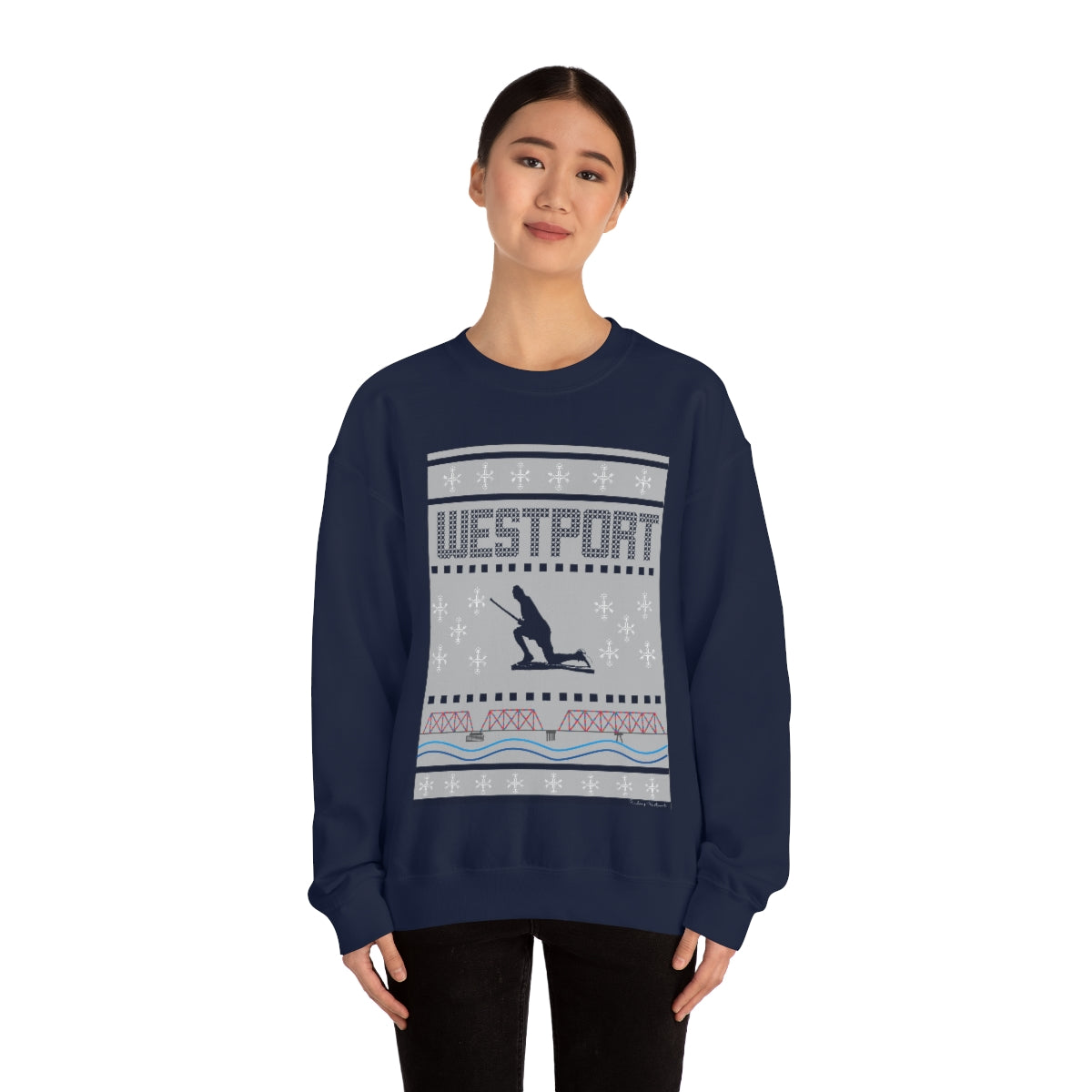Westport Ugly Holiday Blue / White Unisex Heavy Blend™ Crewneck Sweatshirt