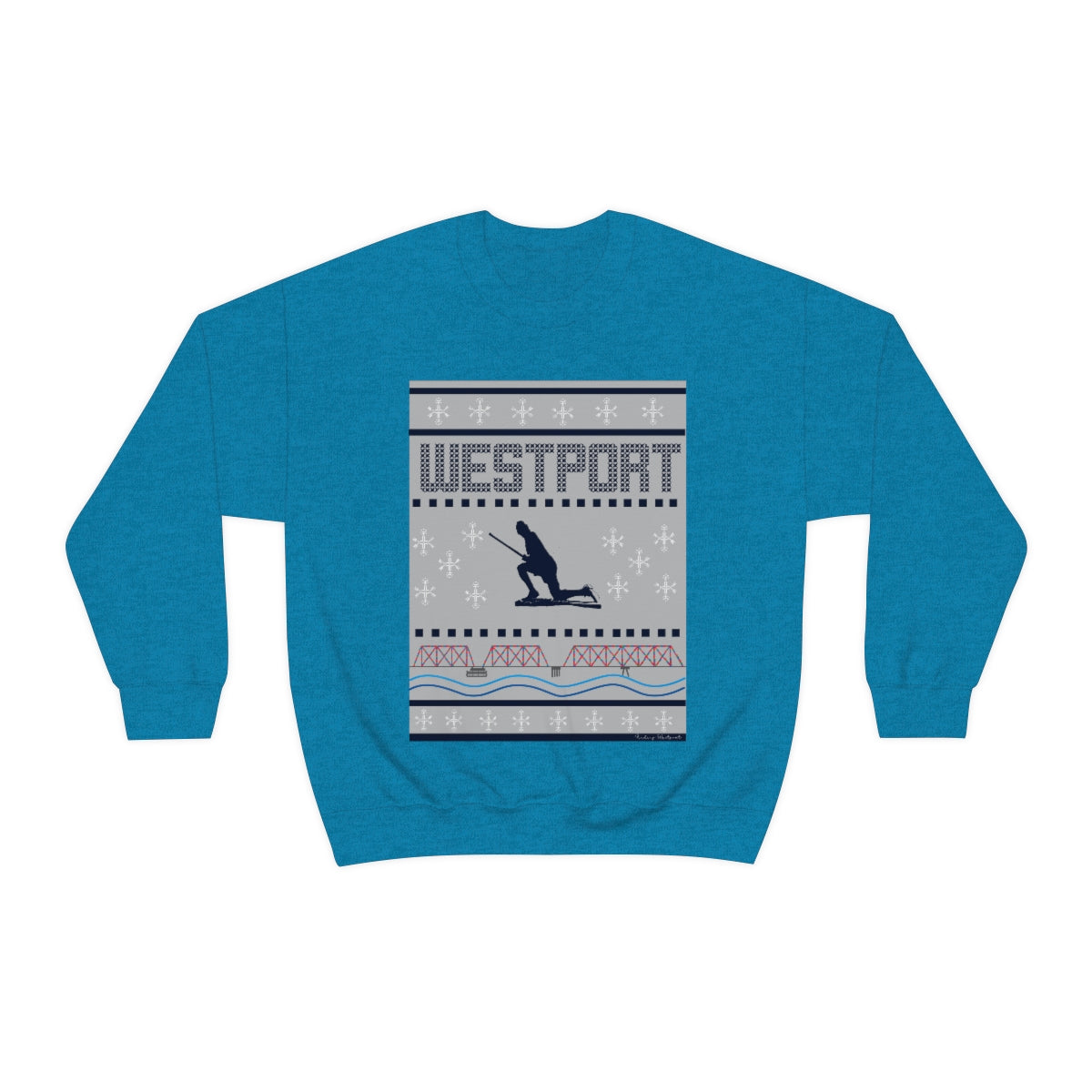 Westport Ugly Holiday Blue / White Unisex Heavy Blend™ Crewneck Sweatshirt