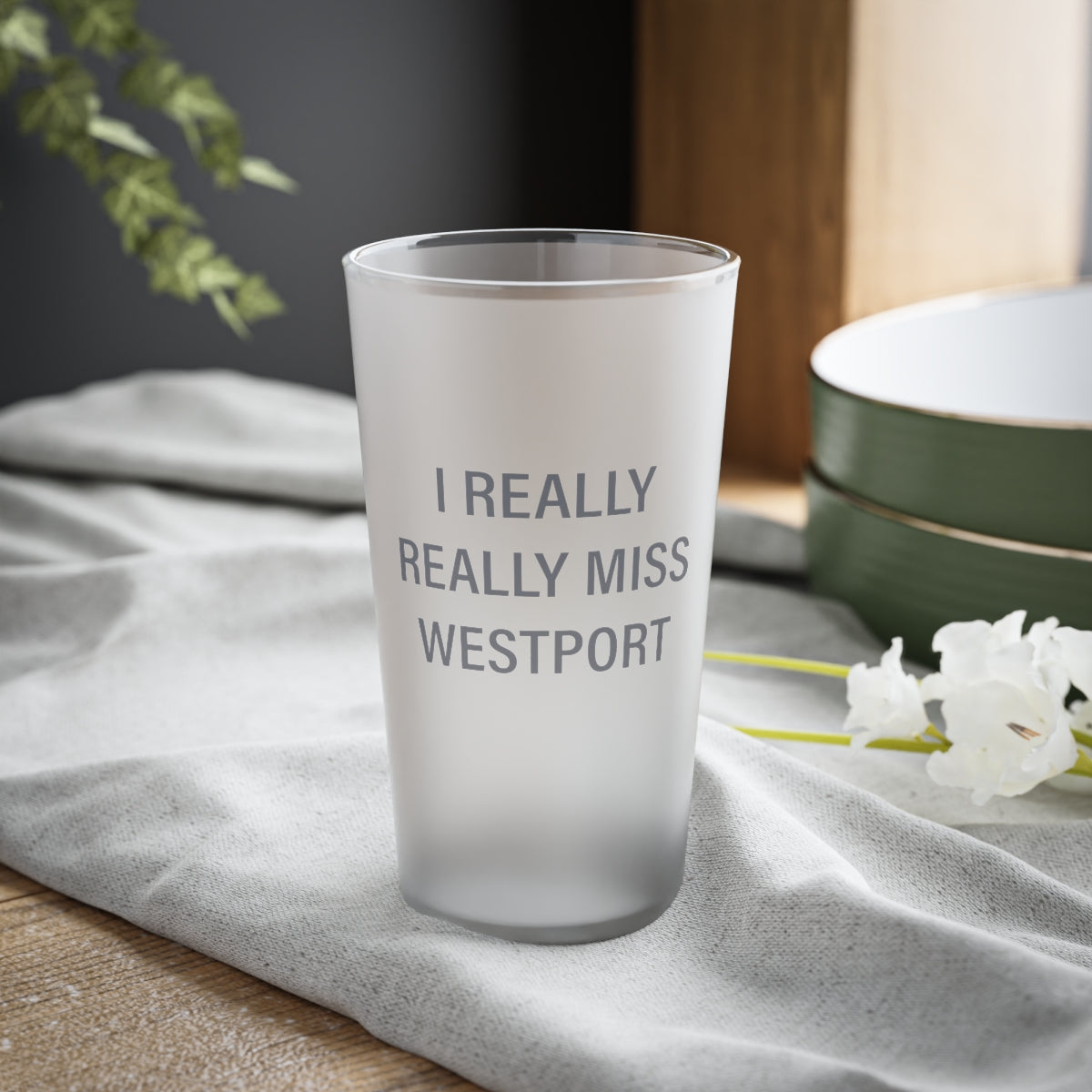 Really Really Miss Westport Frosted Pint Glass, 16oz