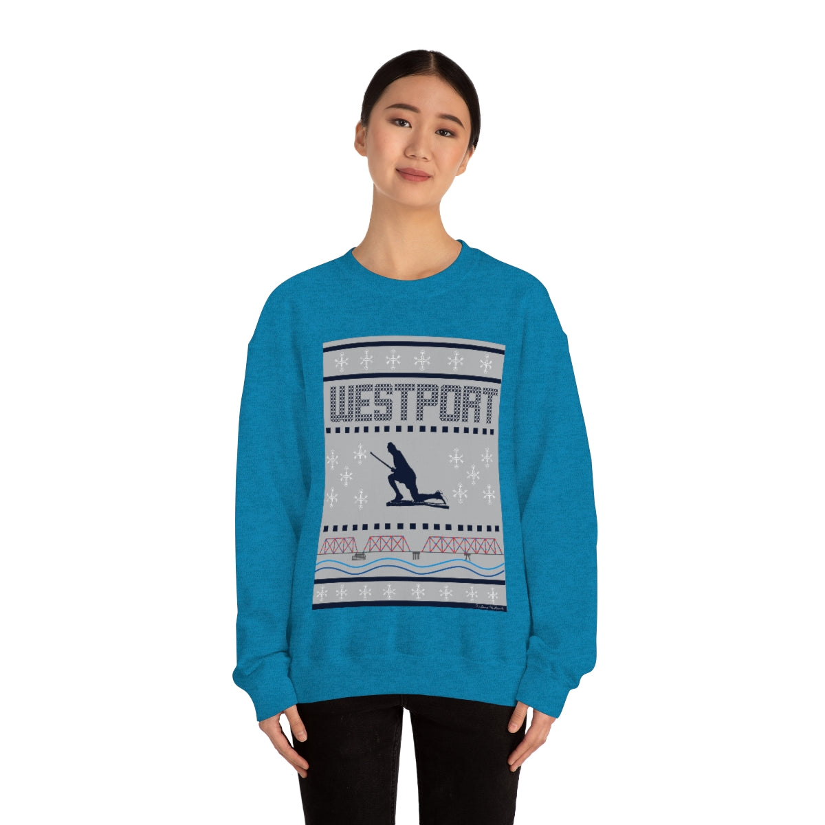Westport Ugly Holiday Blue / White Unisex Heavy Blend™ Crewneck Sweatshirt