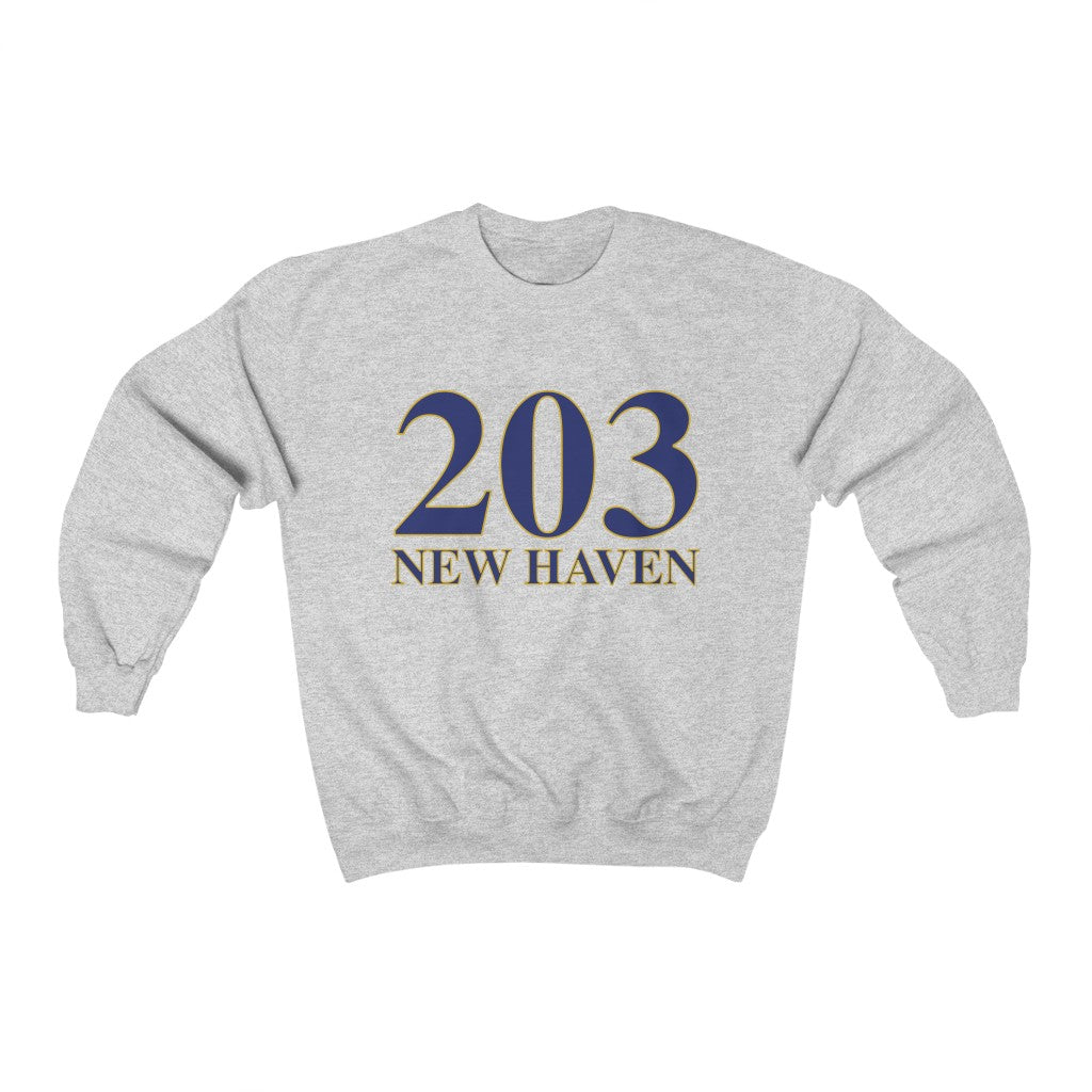 203 New Haven Unisex Heavy Blend Crewneck Sweatshirt 203 New Haven Collection. Inspired by the Connecticut flag and the 203! Show off for your pride for Connecticut and New Haven! Proceeds of this collection go to help build Finding Connecticut’s website and brand. • Free USA shipping Click here to go to our home page