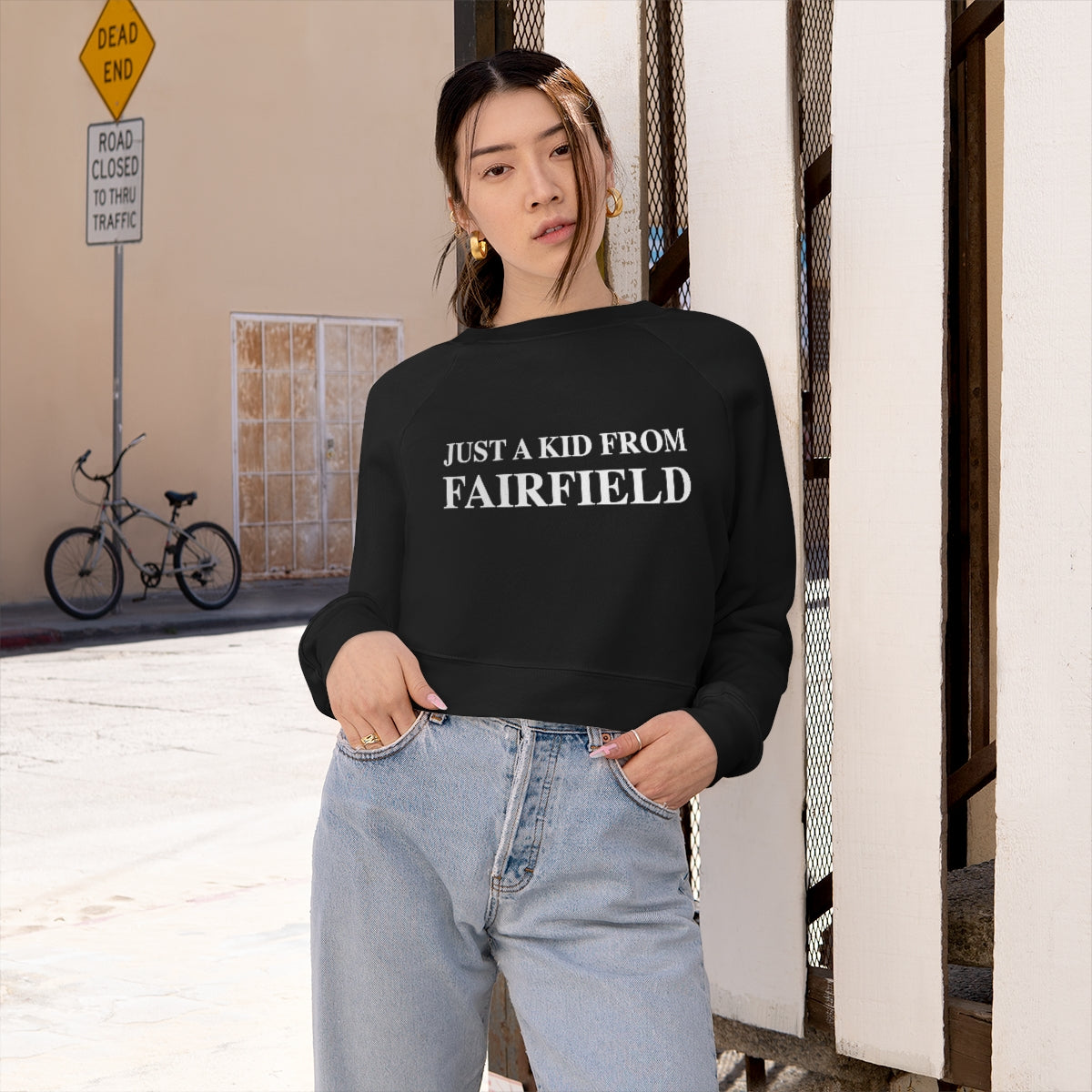 just a kid from fairfield ct / connecticut women's sweatshirt