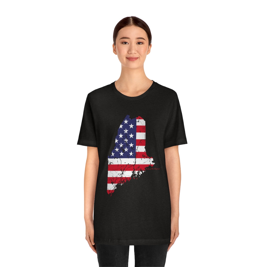 Maine American Flag collection has tee shirts, mugs, reusable bags, and other apparel and gifts. All proceeds goes to help build the Finding Maine brand and get our website up and going. Free shipping on all products.