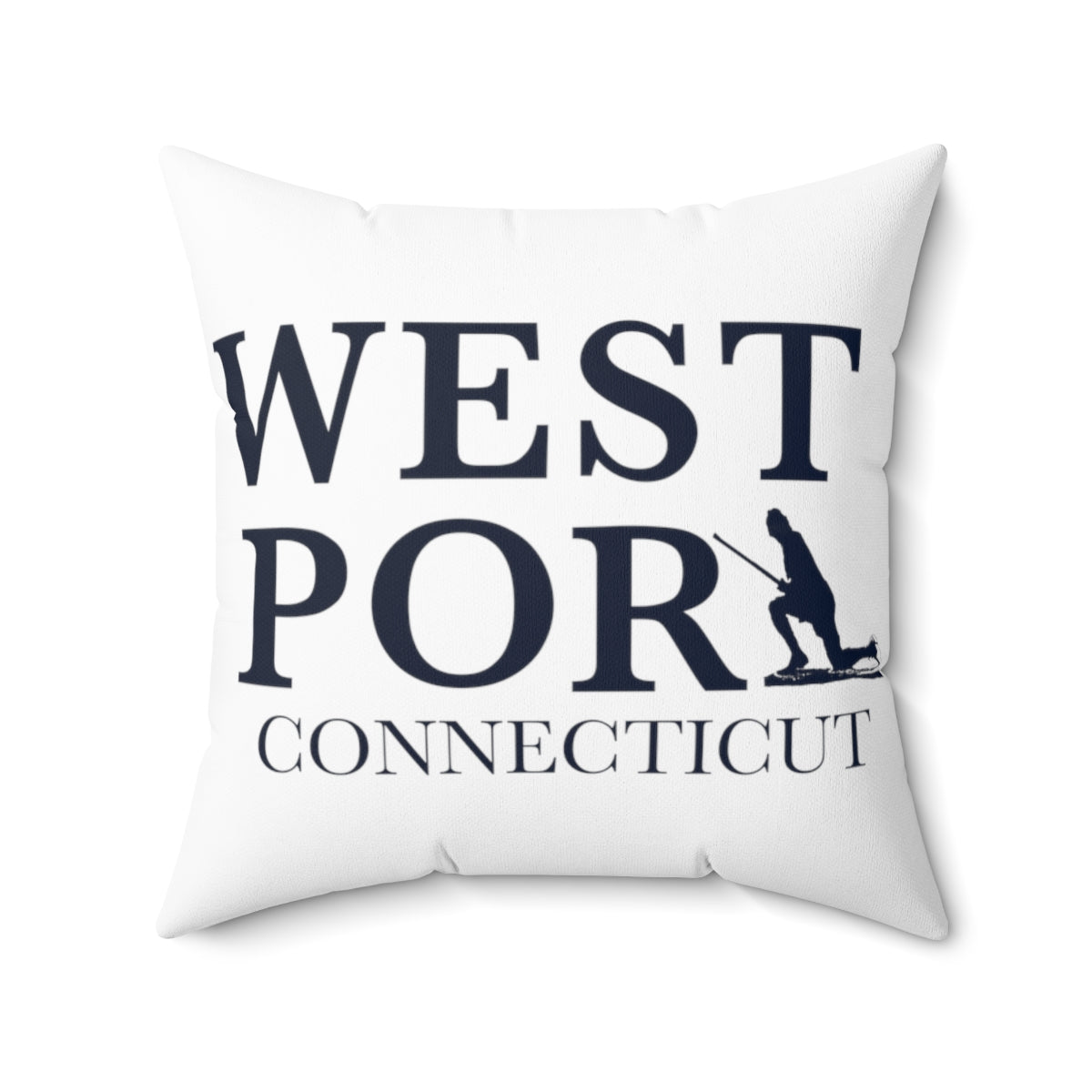 Westport Connecticut  Spun Polyester Square Pillow   Proceeds of this collection go to help build Finding Westport and Finding Connecticut’s website and brand. • Free USA shipping   Click here to go to our home page