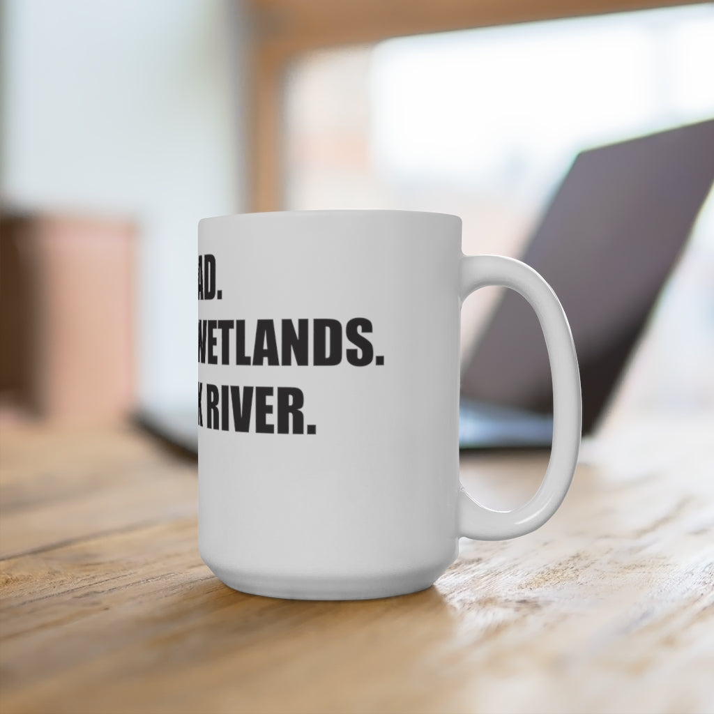 Wilton Road. Partrick Wetlands. Saugatuck River. Exit 41. White Ceramic Mug How do you say Westport without saying Westport? Westport, Connecticut is filled with unique aspects. Each providing different elements that make up the town from historic to modern traditions. Proceeds of this collection goes to help build Finding Westport and Finding Connecticut's brands.