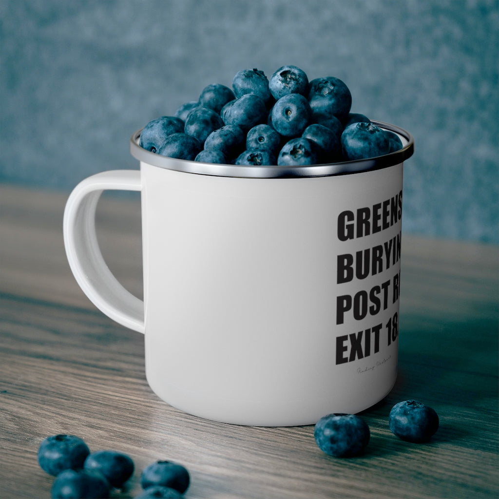 Greens Farms. Burying Hill Beach. Post Road East. Exit 18. Enamel Camping Mug How do you say Westport without saying Westport? Westport, Connecticut is filled with unique aspects. Each providing different elements that make up the town from historic to modern traditions. Proceeds of this collection goes to help build Finding Westport and Finding Connecticut's brands.