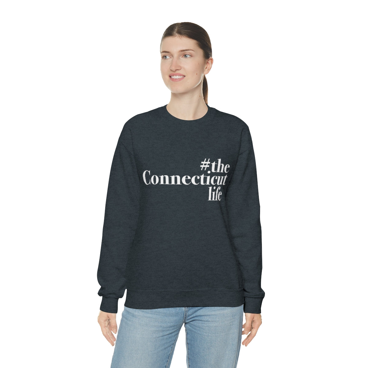 #theconnecticutlife Unisex Heavy Blend™ Crewneck Sweatshirt - White Font
