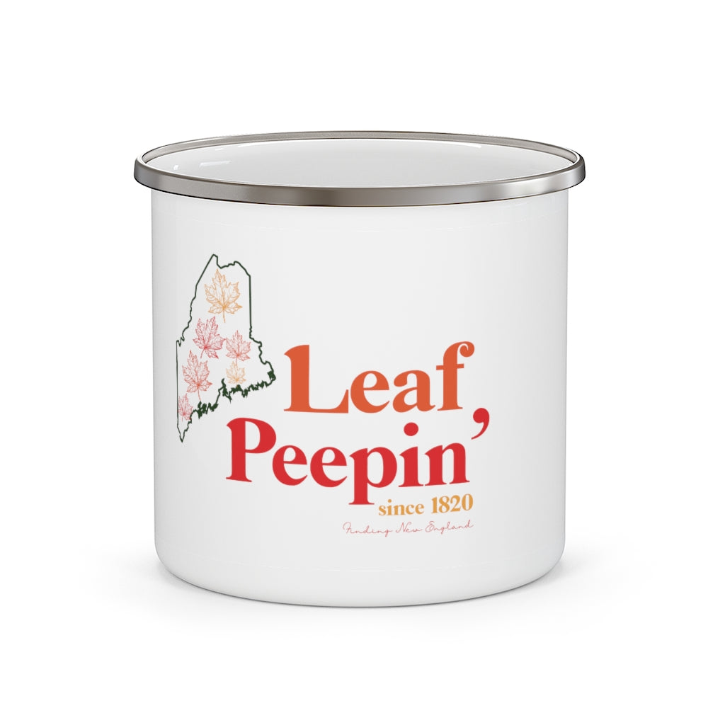 Leaf Peepin' Maine Enamel Camping Mug