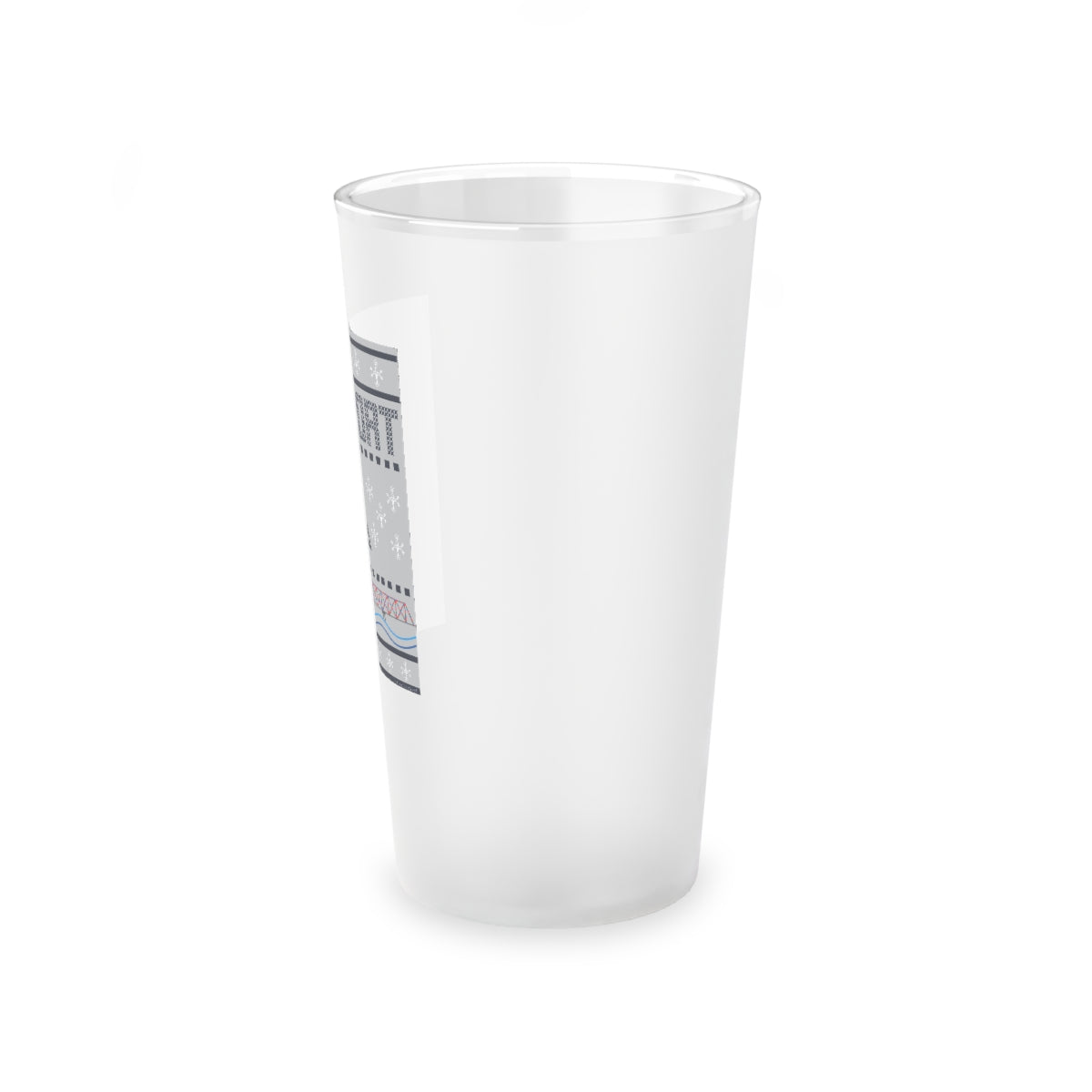 Westport Ugly Holiday Blue / White Frosted Pint Glass, 16oz